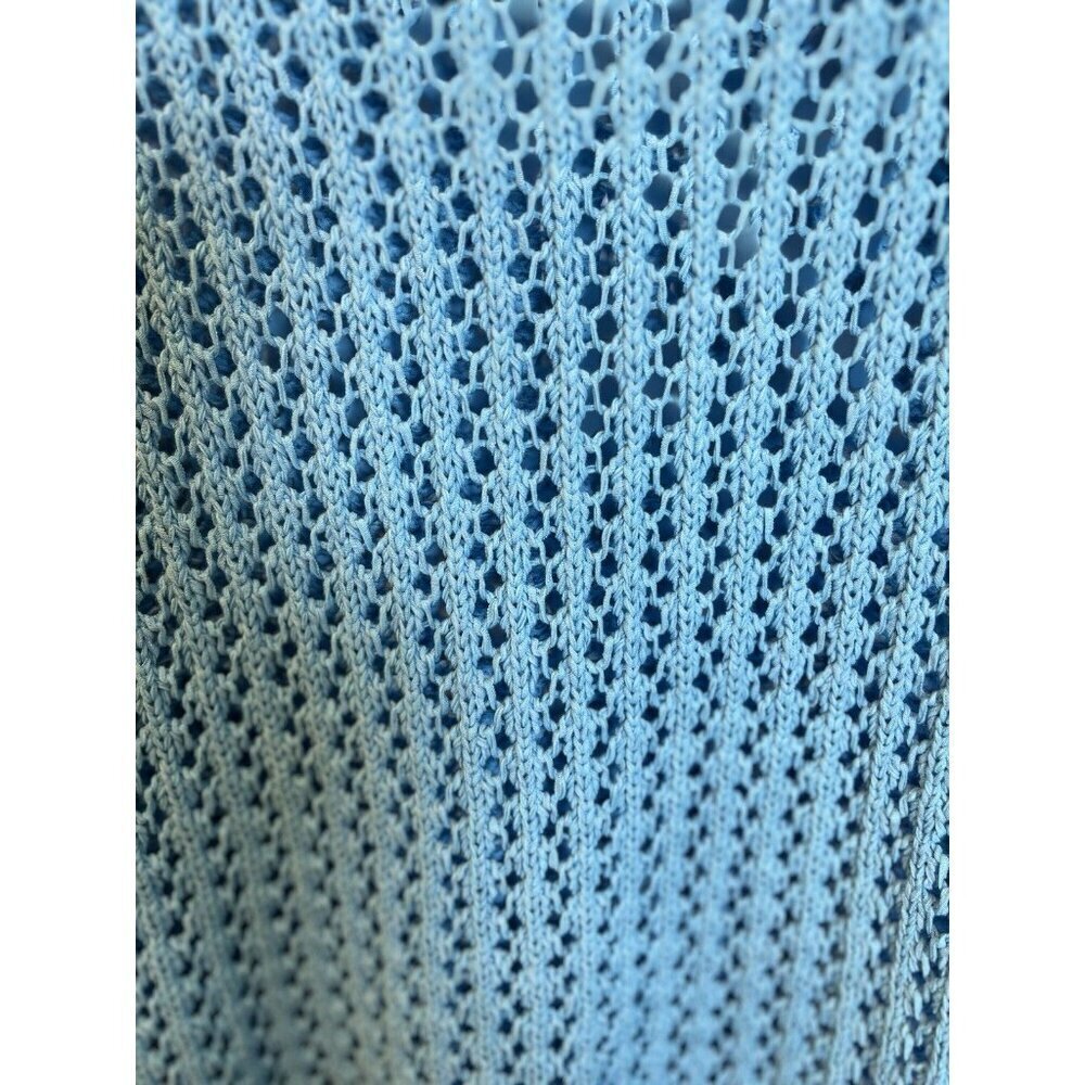 J. Jill Turquoise Open Stitch Knit Aegean Small Pullover 3/4 Sleeve Sweater NWT - Picture 5 of 10